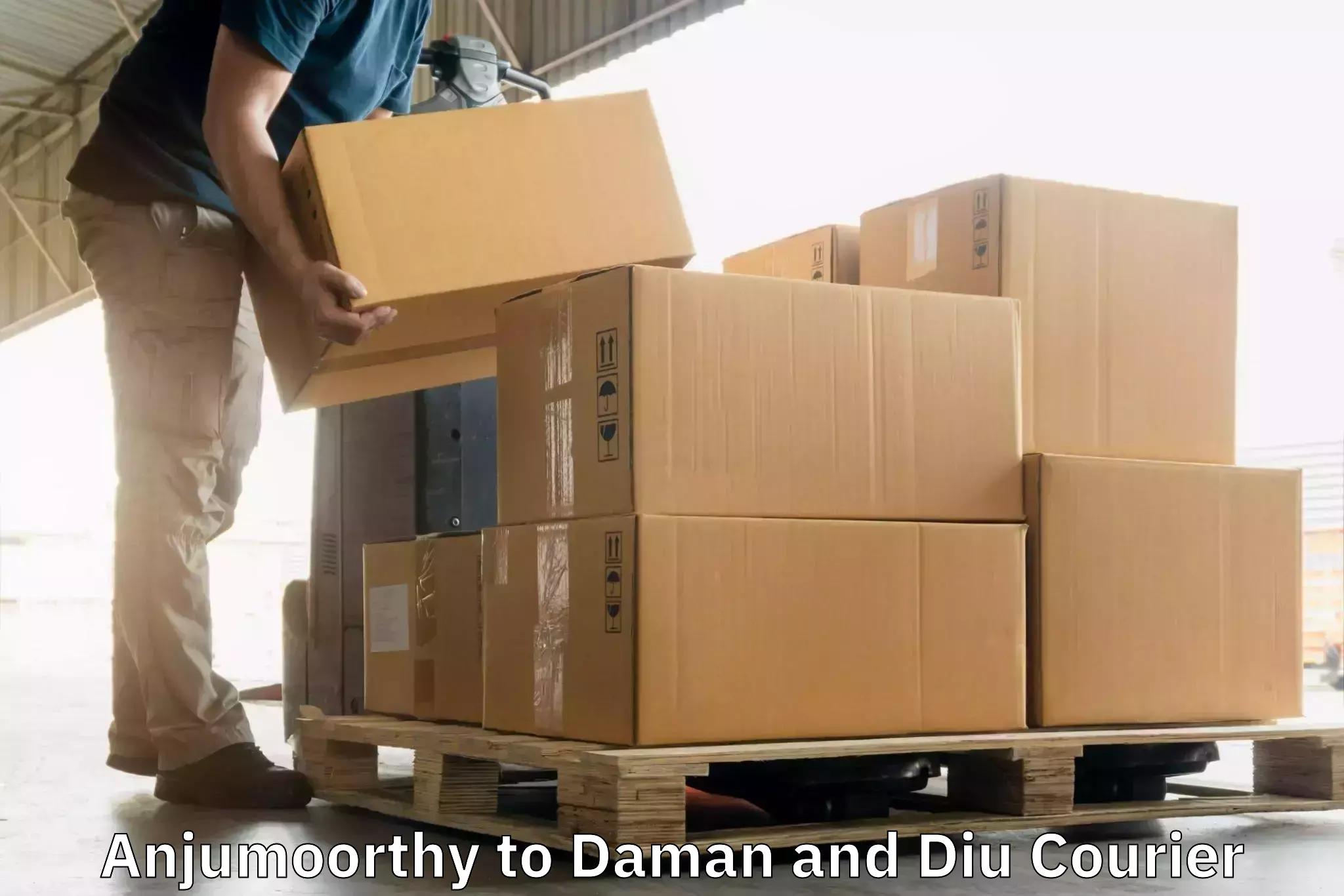 Multi-service courier options Anjumoorthy to Diu