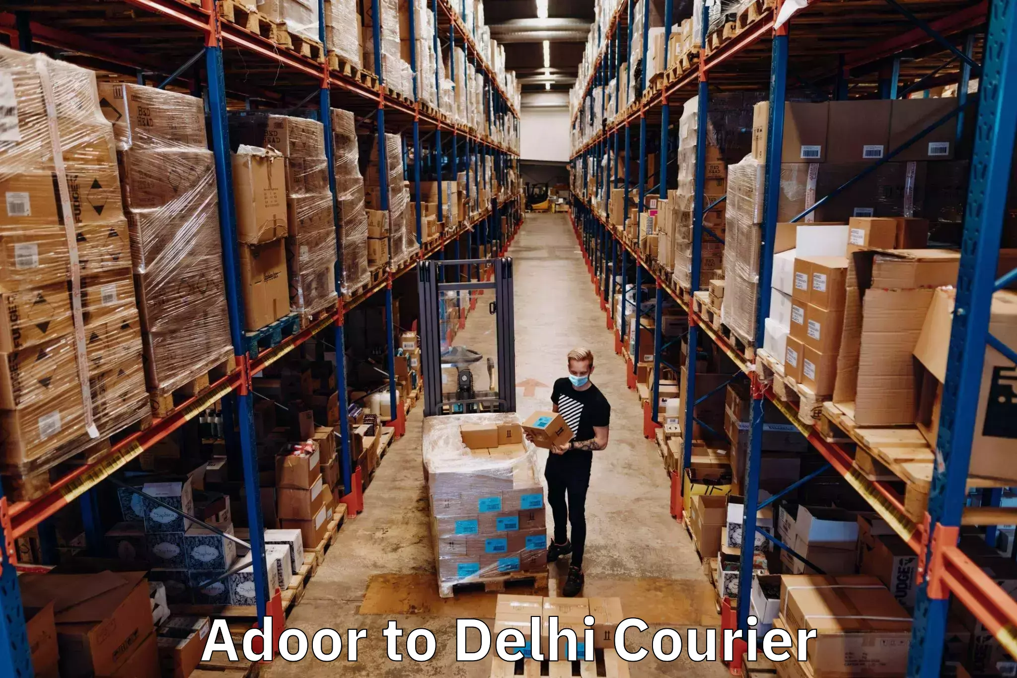 24-hour delivery options Adoor to University of Delhi