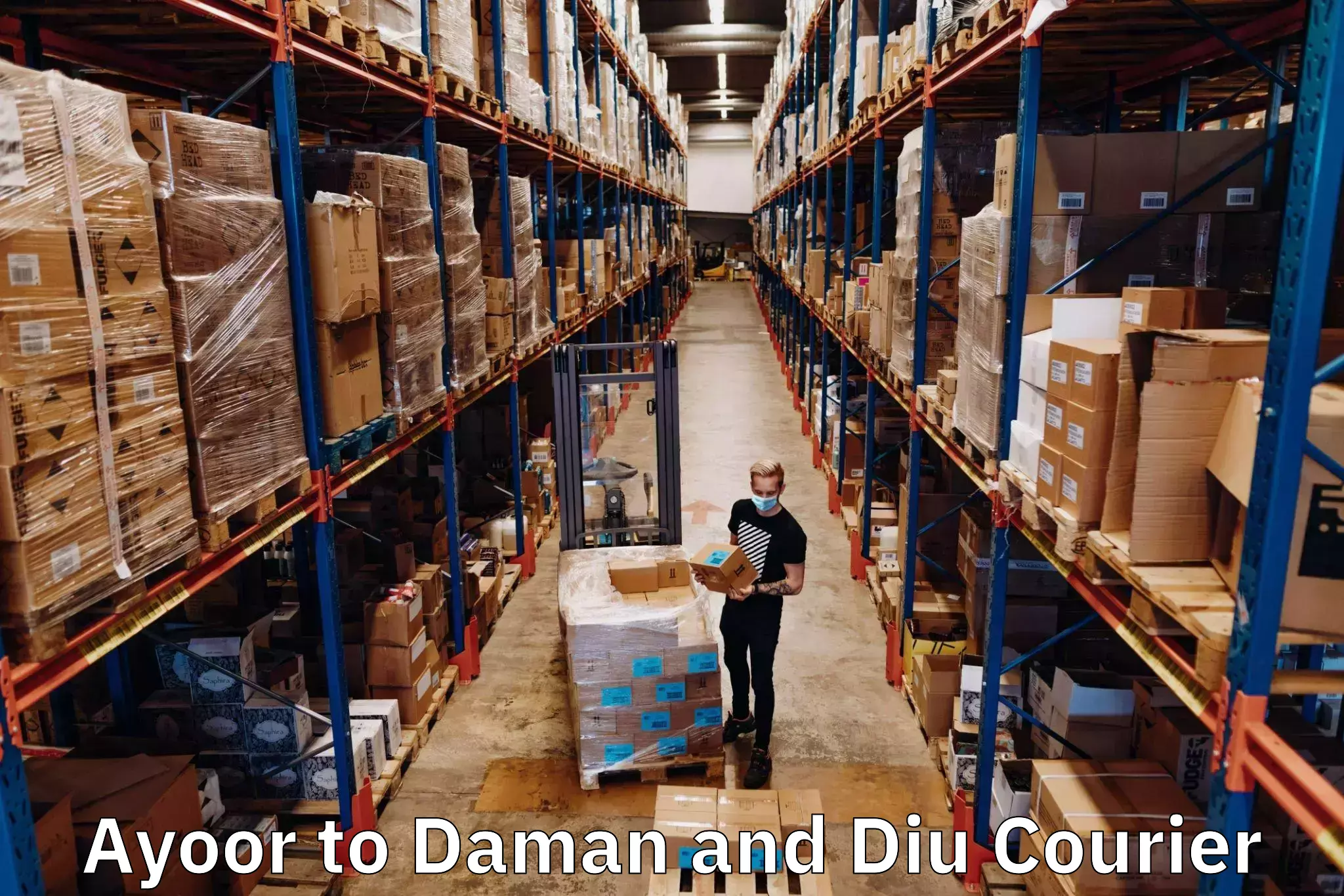 Global courier networks Ayoor to Daman