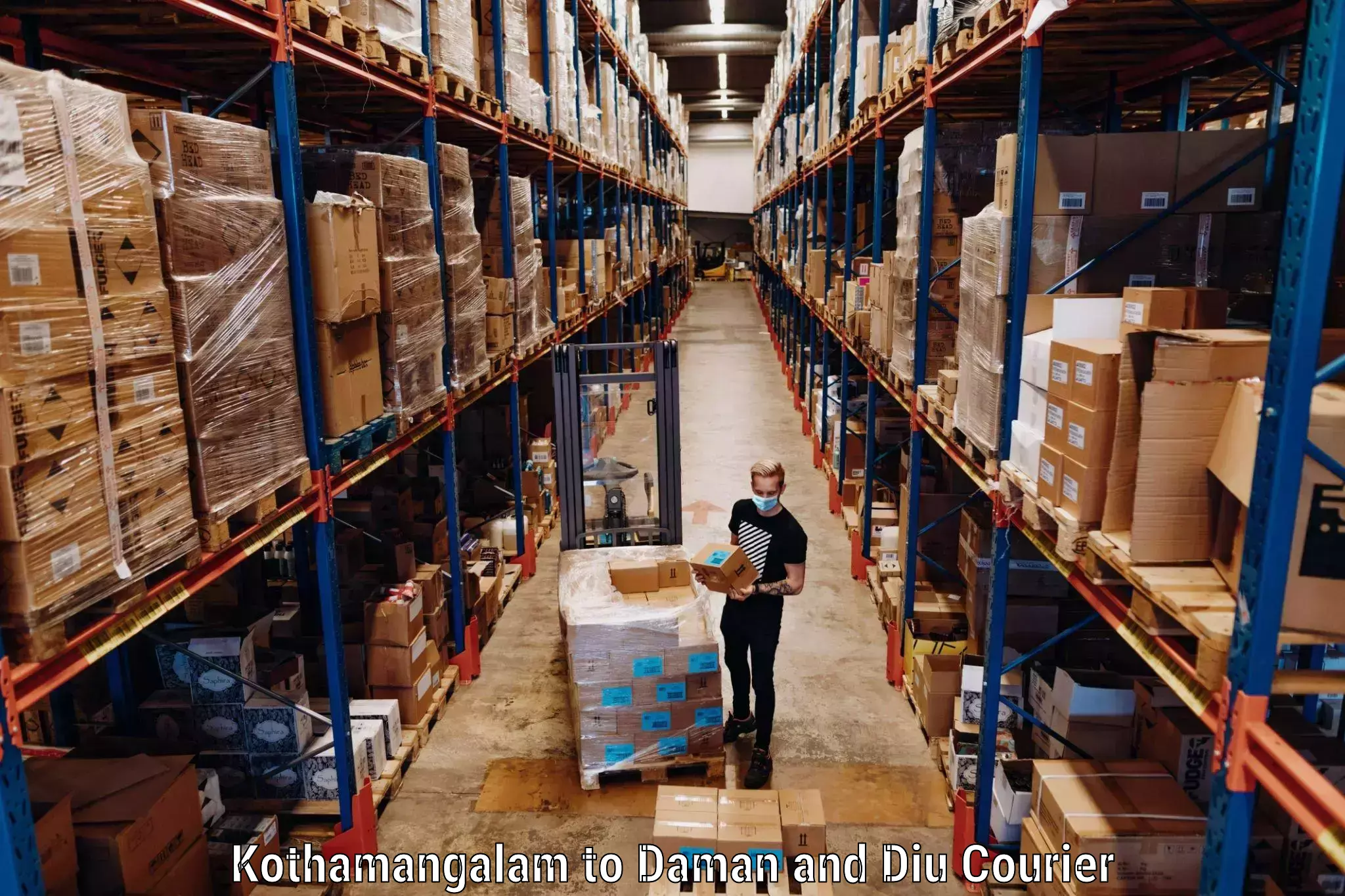 Single item baggage courier Kothamangalam to Diu